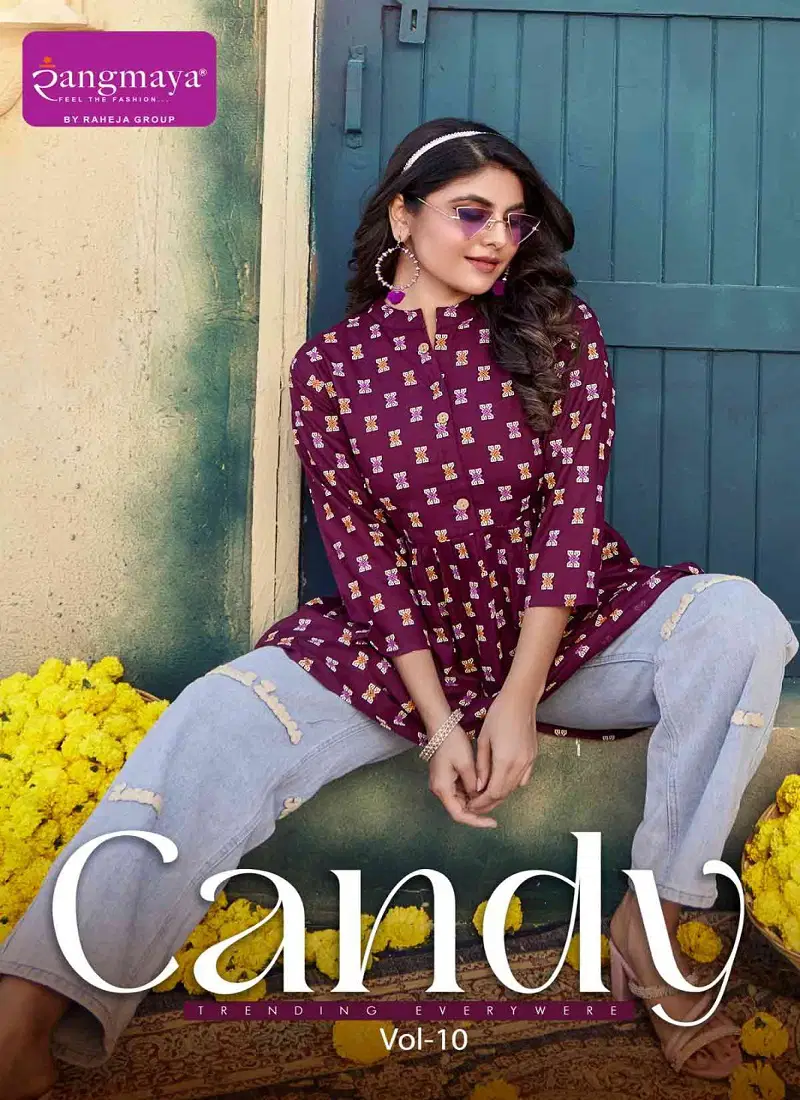 Candy 10 By Rangmaya Rayon Printed Wester Top Orders In India Catalog